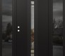 Modern Steel Front Door DIAMOND A3 64" X 80" BLACK/BLACK CLEAR GLASS PANEL BLACK RHI WITH 2 SIDELITES MIRRORED GLASS
