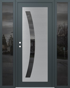 Diamond C4 64" x 80" anthracite/anthracite mirrored Glass Panel stainless steel RHI with 2 Sidelites mirrored Glass