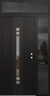 DIAMOND A4 52" X 96" BLACK/BLACK CLEAR GLASS PANEL BLACK LHI WITH SIDELITE AND TRANSOM MIRRORED GLASS