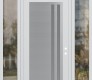 Modern Steel Front Door Diamond C6 64" x 96" white/white frosted Glass Panel stainless steel LHI with 2 Sidelites and Transom clear Glass