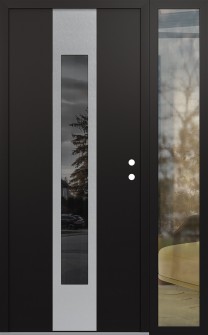 DIAMOND A1 52" X 80" BLACK/BLACK MIRRORED GLASS PANEL STAINLESS STEEL LHI WITH SIDELITE CLEAR GLASS