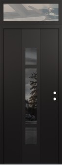 DIAMOND A9 36" X 96" BLACK/BLACK MIRRORED GLASS PANEL BLACK LHI WITH TRANSOM CLEAR GLASS