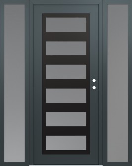 Diamond C9 68" x 80" anthracite/anthracite frosted Glass Panel black LHI with 2 Sidelites frosted Glass