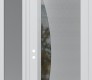 Modern Steel Front Door Diamond C13 50" x 96" white/white clear Glass Panel stainless steel RHI with Sidelite and Transom frosted Glass