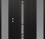Modern Steel Front Door DIAMOND A3 64" X 80" BLACK/WHITE FROSTED GLASS PANEL BLACK RHI WITH 2 SIDELITES FROSTED GLASS