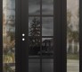Modern Steel Front Door Diamond C16 68" x 80" black/black mirrored Glass Panel black RHI with 2 Sidelites clear Glass