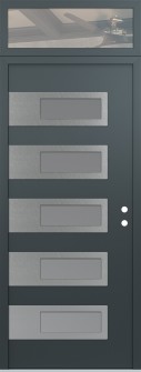 Diamond D3 36" x 96" anthracite/anthracite frosted Glass Panel stainless steel LHI with Transom clear Glass