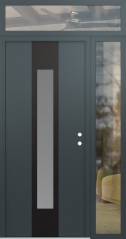 DIAMOND A1 52" X 96" ANTHRACITE/ANTHRACITE FROSTED GLASS PANEL BLACK LHI WITH SIDELITE AND TRANSOM CLEAR GLASS