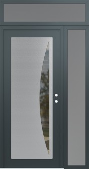 Diamond C13 52" x 96" anthracite/anthracite clear Glass Panel stainless steel LHI with Sidelite and Transom frosted Glass