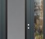 Modern Steel Front Door Diamond C1 52" x 96" anthracite/anthracite frosted Glass Panel black LHI with Sidelite and Transom clear Glass