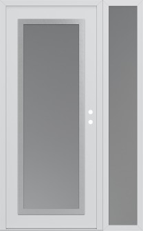 Diamond C1 48" x 80" white/white frosted Glass Panel stainless steel LHI with Sidelite frosted Glass
