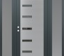 Modern Steel Front Door Diamond C8 68" x 80" anthracite/anthracite mirrored Glass Panel stainless steel RHI with 2 Sidelites frosted Glass