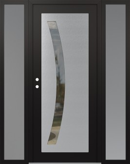 Diamond C4 60" x 80" black/black clear Glass Panel stainless steel RHI with 2 Sidelites frosted Glass