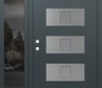 Modern Steel Front Door Diamond D8 48" x 80" anthracite/anthracite frosted Glass Panel stainless steel RHI with Sidelite mirrored Glass