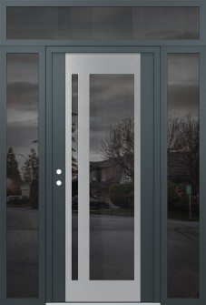 Diamond C15 60" x 96" anthracite/anthracite mirrored Glass Panel stainless steel RHI with 2 Sidelites and Transom mirrored Glass