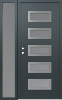 Diamond D1 52" x 80" anthracite/anthracite frosted Glass Panel stainless steel RHI with Sidelite frosted Glass