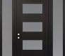 Modern Steel Front Door Diamond C2 68" x 96" black/white frosted Glass Panel black RHI with 2 Sidelites and Transom frosted Glass