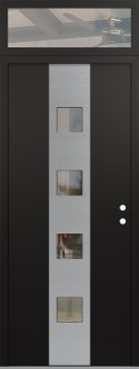 DIAMOND A12 36" X 96" BLACK/BLACK CLEAR GLASS PANEL STAINLESS STEEL LHI WITH TRANSOM CLEAR GLASS