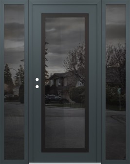 Diamond C1 64" x 80" anthracite/anthracite mirrored Glass Panel black RHI with 2 Sidelites mirrored Glass