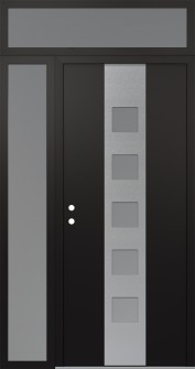 DIAMOND A13 48" X 96" BLACK/WHITE FROSTED GLASS PANEL STAINLESS STEEL RHI WITH SIDELITE AND TRANSOM FROSTED GLASS