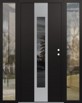 DIAMOND A1 68" X 80" BLACK/BLACK MIRRORED GLASS PANEL STAINLESS STEEL LHI WITH 2 SIDELITES CLEAR GLASS