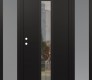 Modern Steel Front Door DIAMOND A11 60" X 80" BLACK/BLACK CLEAR GLASS PANEL BLACK RHI WITH 2 SIDELITES FROSTED GLASS