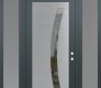 Modern Steel Front Door Diamond C4 60" x 96" anthracite/anthracite clear Glass Panel stainless steel LHI with 2 Sidelites and Transom frosted Glass