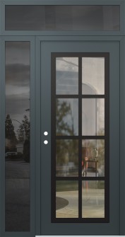 Diamond C16 48" x 96" anthracite/anthracite clear Glass Panel black RHI with Sidelite and Transom mirrored Glass