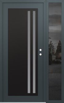 Diamond C6 48" x 80" anthracite/anthracite frosted Glass Panel black LHI with Sidelite mirrored Glass