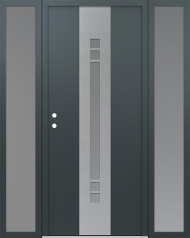 DIAMOND A4 60" X 80" ANTHRACITE/ANTHRACITE FROSTED GLASS PANEL STAINLESS STEEL RHI WITH 2 SIDELITES FROSTED GLASS