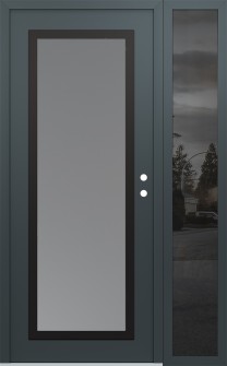 Diamond C1 52" x 80" anthracite/anthracite frosted Glass Panel black LHI with Sidelite mirrored Glass