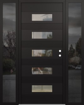 Diamond D5 64" x 80" black/black clear Glass Panel black LHI with 2 Sidelites mirrored Glass