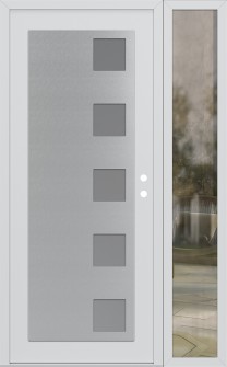 Diamond C5 52" x 80" white/white frosted Glass Panel stainless steel LHI with Sidelite clear Glass