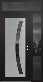 Diamond C4 50" x 96" black/black mirrored Glass Panel stainless steel LHI with Sidelite and Transom mirrored Glass