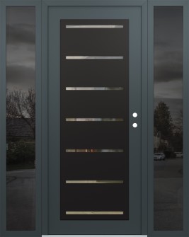 Diamond C11 60" x 80" anthracite/anthracite clear Glass Panel black LHI with 2 Sidelites mirrored Glass