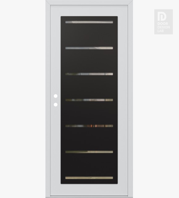 Modern Steel Front Door Diamond C11 36" x 80" white/white clear Glass Panel black RHI