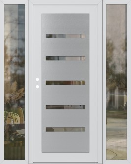 Diamond C7 64" x 80" white/white clear Glass Panel stainless steel RHI with 2 Sidelites clear Glass