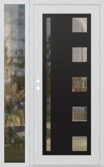 Diamond C3 50" x 80" white/white clear Glass Panel black RHI with Sidelite clear Glass