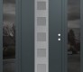 Modern Steel Front Door DIAMOND A13 60" X 80" ANTHRACITE/ANTHRACITE FROSTED GLASS PANEL STAINLESS STEEL LHI WITH 2 SIDELITES MIRRORED GLASS