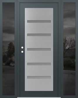 Diamond C7 60" x 80" anthracite/anthracite frosted Glass Panel stainless steel RHI with 2 Sidelites mirrored Glass