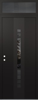 DIAMOND A4 36" X 96" BLACK/BLACK MIRRORED GLASS PANEL BLACK RHI WITH TRANSOM MIRRORED GLASS