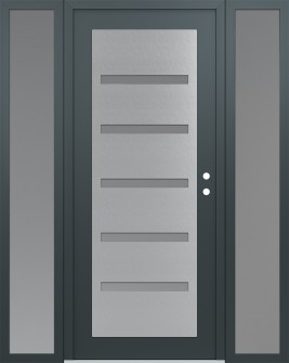 Diamond C7 68" x 80" anthracite/anthracite frosted Glass Panel stainless steel LHI with 2 Sidelites frosted Glass