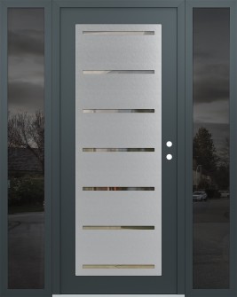 Diamond C11 68" x 80" anthracite/anthracite clear Glass Panel stainless steel LHI with 2 Sidelites mirrored Glass