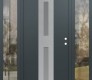 Modern Steel Front Door DIAMOND A6 64" X 80" ANTHRACITE/ANTHRACITE FROSTED GLASS PANEL STAINLESS STEEL LHI WITH 2 SIDELITES CLEAR GLASS