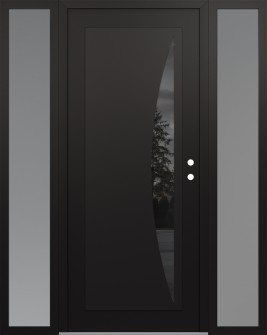 Diamond C13 64" x 80" black/black mirrored Glass Panel black LHI with 2 Sidelites frosted Glass