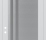 Modern Steel Front Door Diamond C6 36" x 96" white/white frosted Glass Panel stainless steel RHI with Transom frosted Glass
