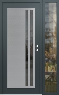 Diamond C6 48" x 80" anthracite/anthracite mirrored Glass Panel stainless steel LHI with Sidelite clear Glass