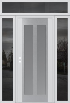 Diamond C14 60" x 96" white/white frosted Glass Panel stainless steel RHI with 2 Sidelites and Transom mirrored Glass
