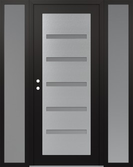 Diamond C7 64" x 80" black/white frosted Glass Panel stainless steel RHI with 2 Sidelites frosted Glass