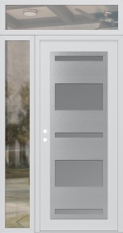 Diamond C10 52" x 96" white/white frosted Glass Panel stainless steel RHI with Sidelite and Transom clear Glass